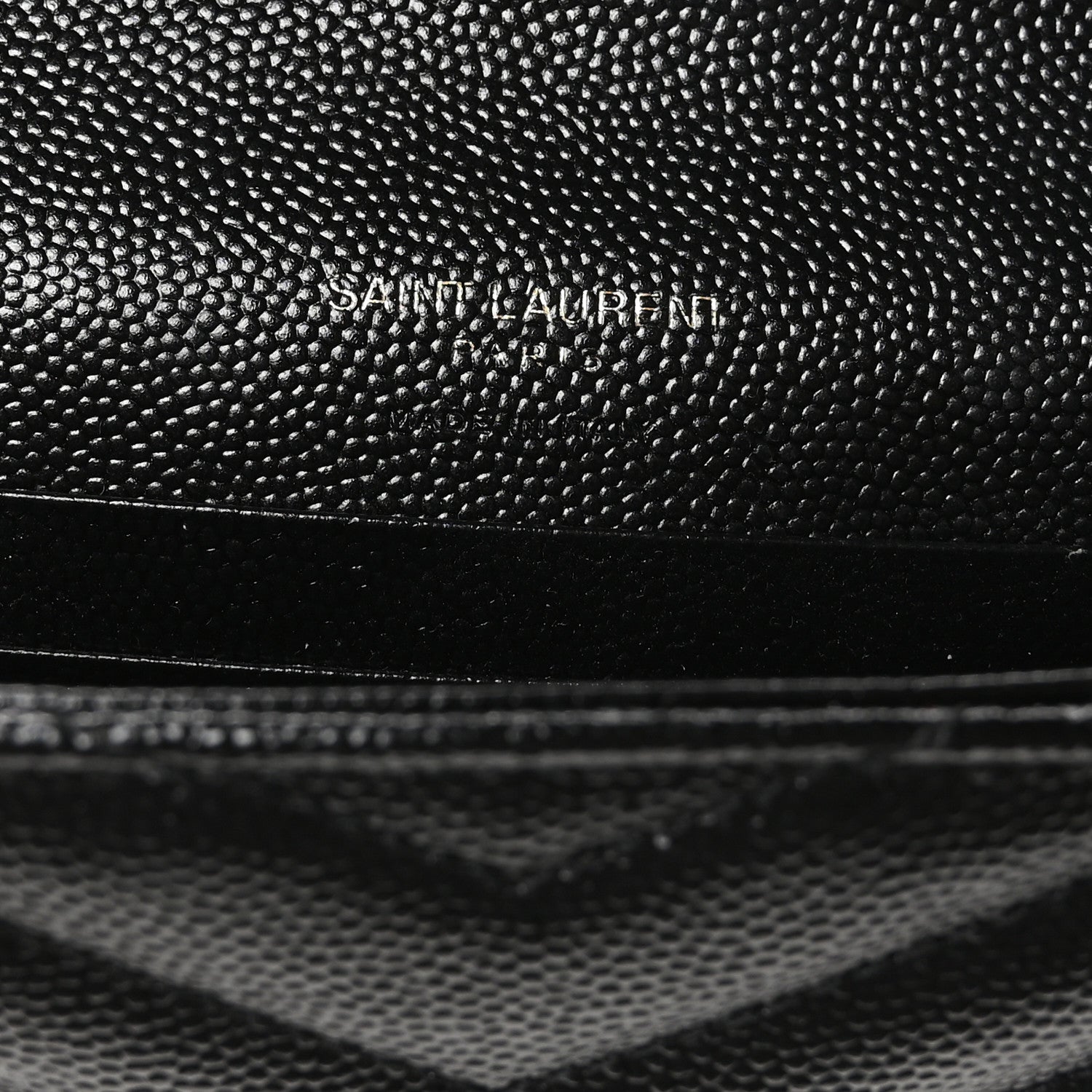 Saint Laurent Grain De Poudre Matelasse Chevron Small Monogram Envelope Wallet Black 6 of 8