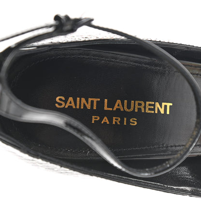 Saint Laurent Vernis Snakeskin Embossed Calfskin Zoe 105 Star Pumps 39.5 Black White Multicolor 7 of 8