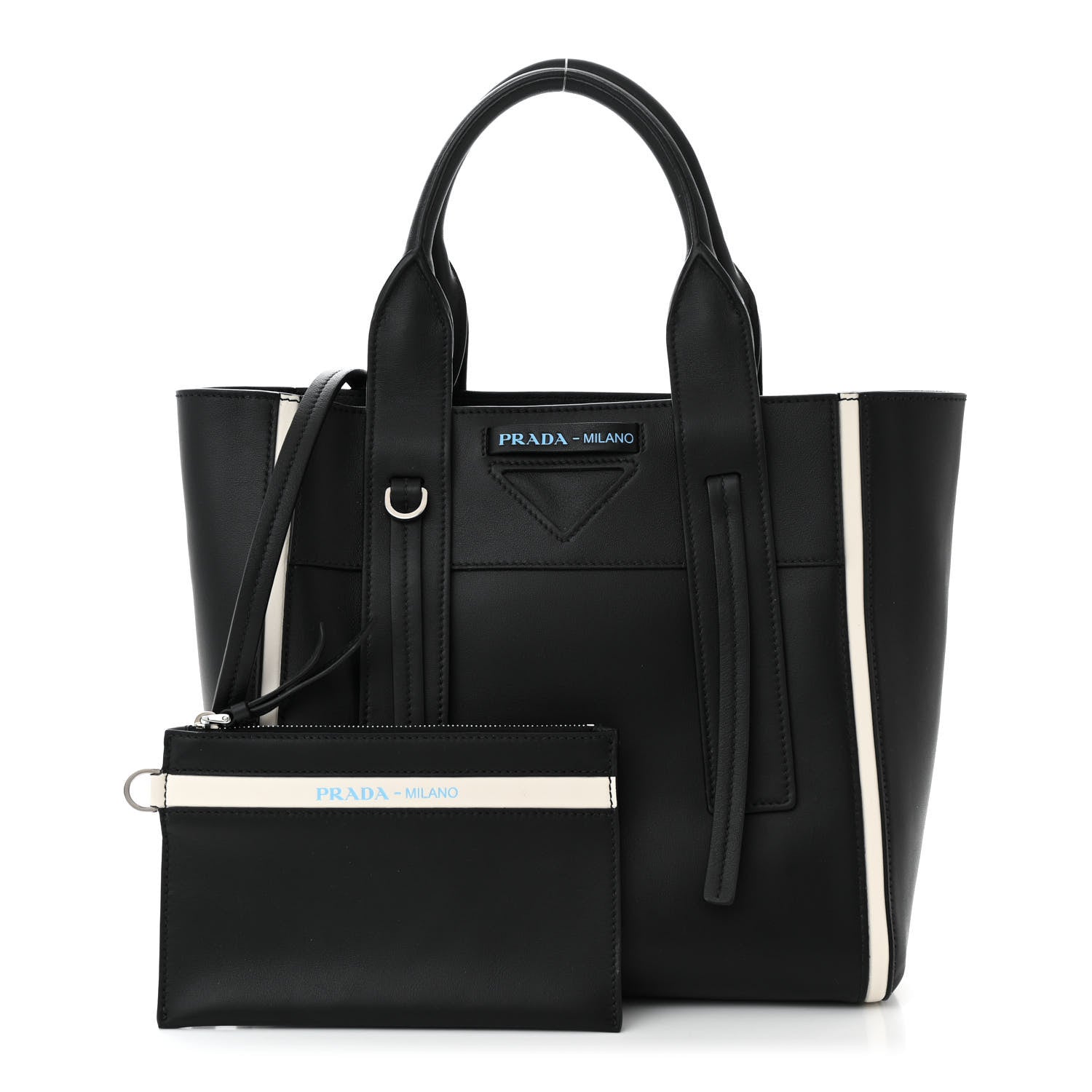 Prada Grace Lux Light Small Ouverture Shoulder Bag Black White 3 of 11