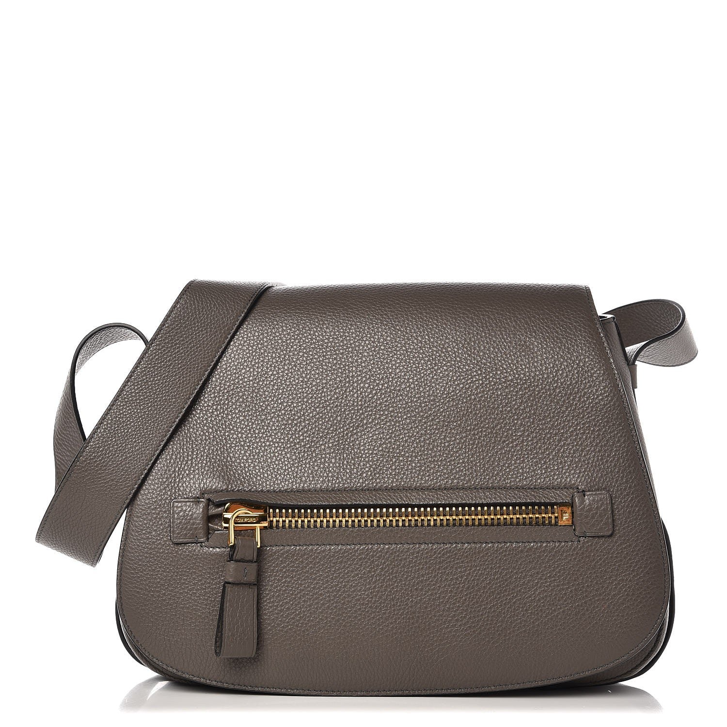 Tom Ford Grained Calfskin Soft Jennifer Saddle Bag Graphite 1 of 7