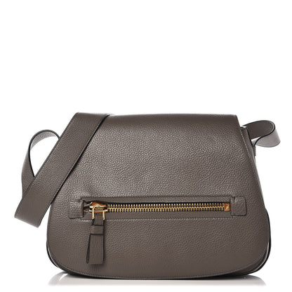 Tom Ford Grained Calfskin Soft Jennifer Saddle Bag Graphite 1 of 7