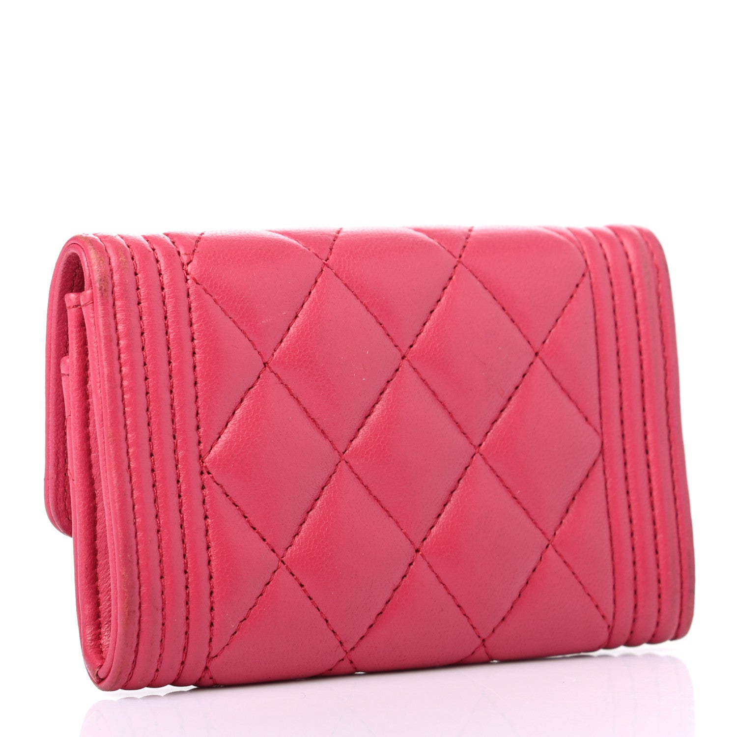Chanel Lambskin Quilted Boy Flap Card Holder Fuchsia 3 of 8