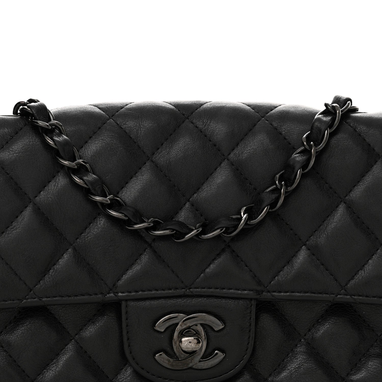 Chanel Crumpled Calfskin Quilted Mini Rectangular Flap So Black 8 of 14