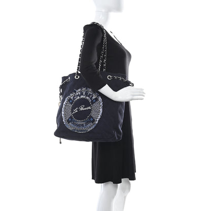 Chanel Canvas Quilted La Pausa Large Shopping Tote Navy 2 of 12