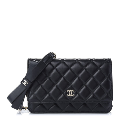 Chanel Lambskin Quilted Coco Bow Wallet On Chain WOC Black 1 of 10