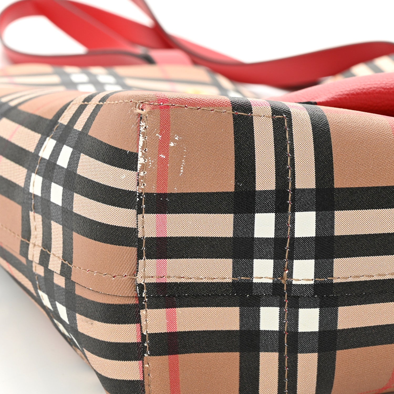 Burberry Haymarket Check Small Reversible Tote Red 19 of 20