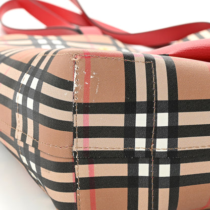 Burberry Haymarket Check Small Reversible Tote Red 19 of 20