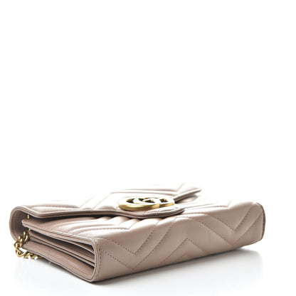 Gucci Calfskin Matelasse GG Marmont Chain Wallet Porcelain Rose 4 of 11