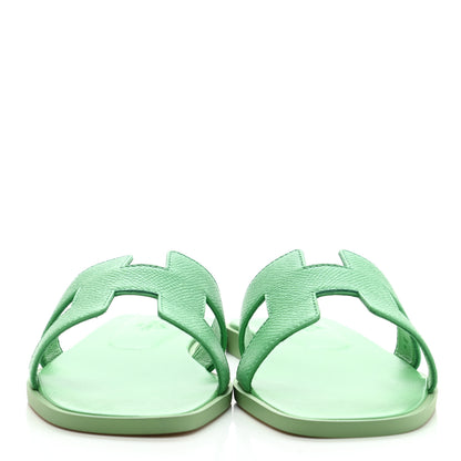 Hermes Epsom Oran Sandals 36.5 Vert Pomme 2 of 9