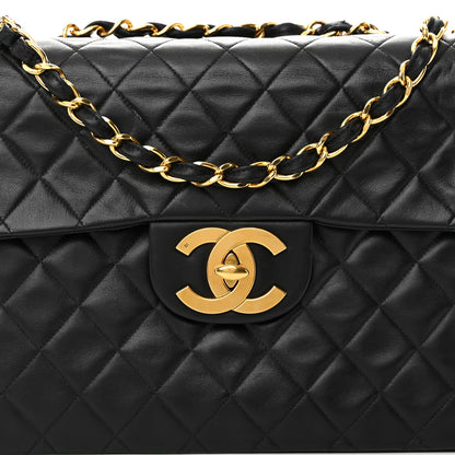 Chanel Lambskin Quilted XL Jumbo Single Flap Black 9 of 24