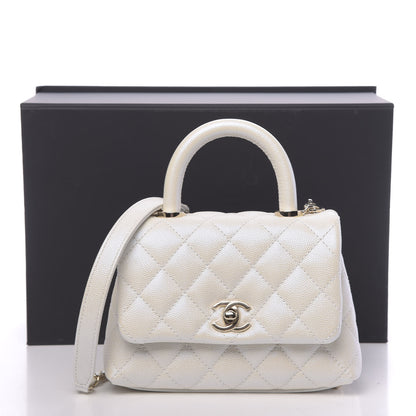 Chanel Iridescent Caviar Quilted Extra Mini Coco Handle Flap Ivory 11 of 11