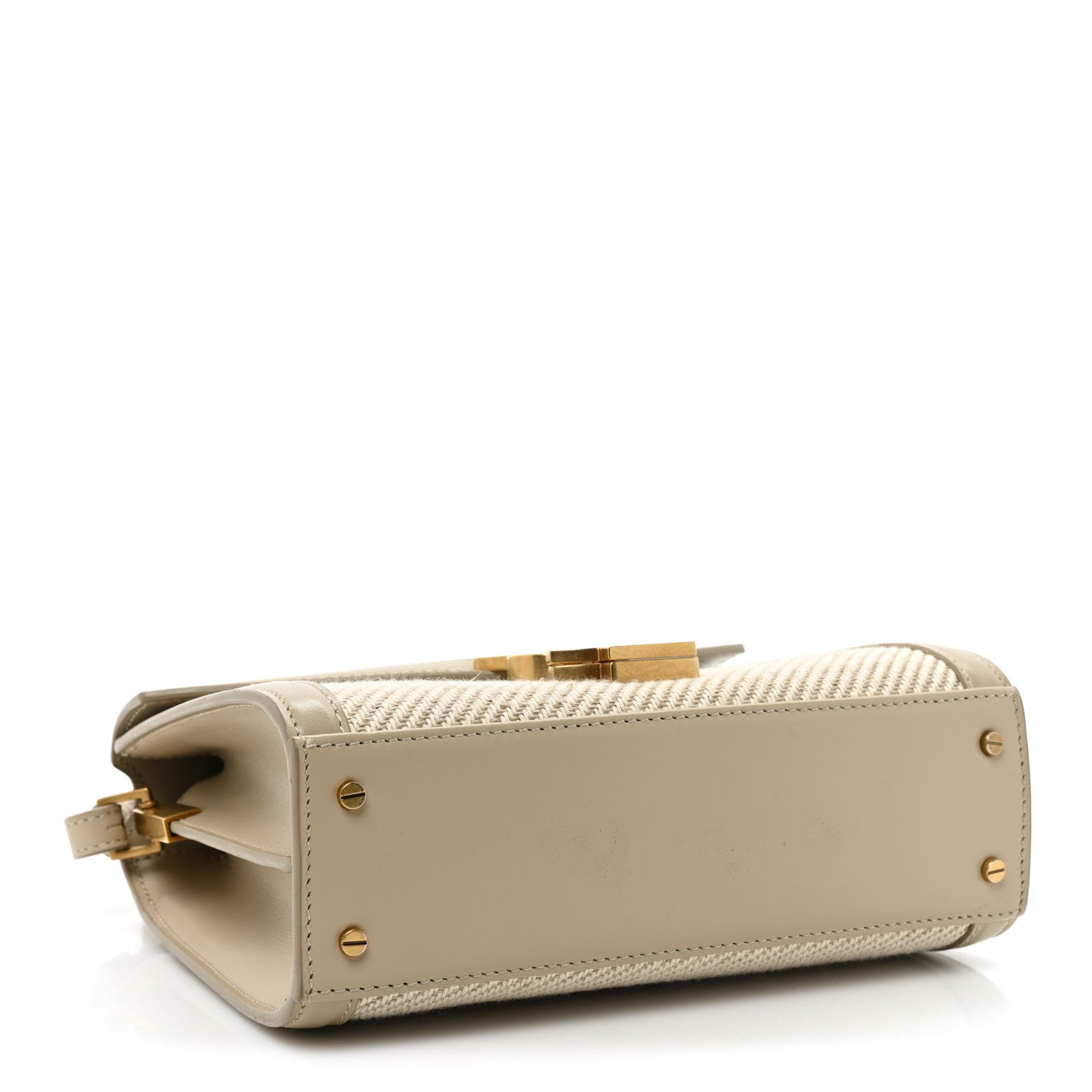 Saint Laurent Canvas Calfskin Mini Classic Monogram Cassandra Top Handle Beige Cream 4 of 15