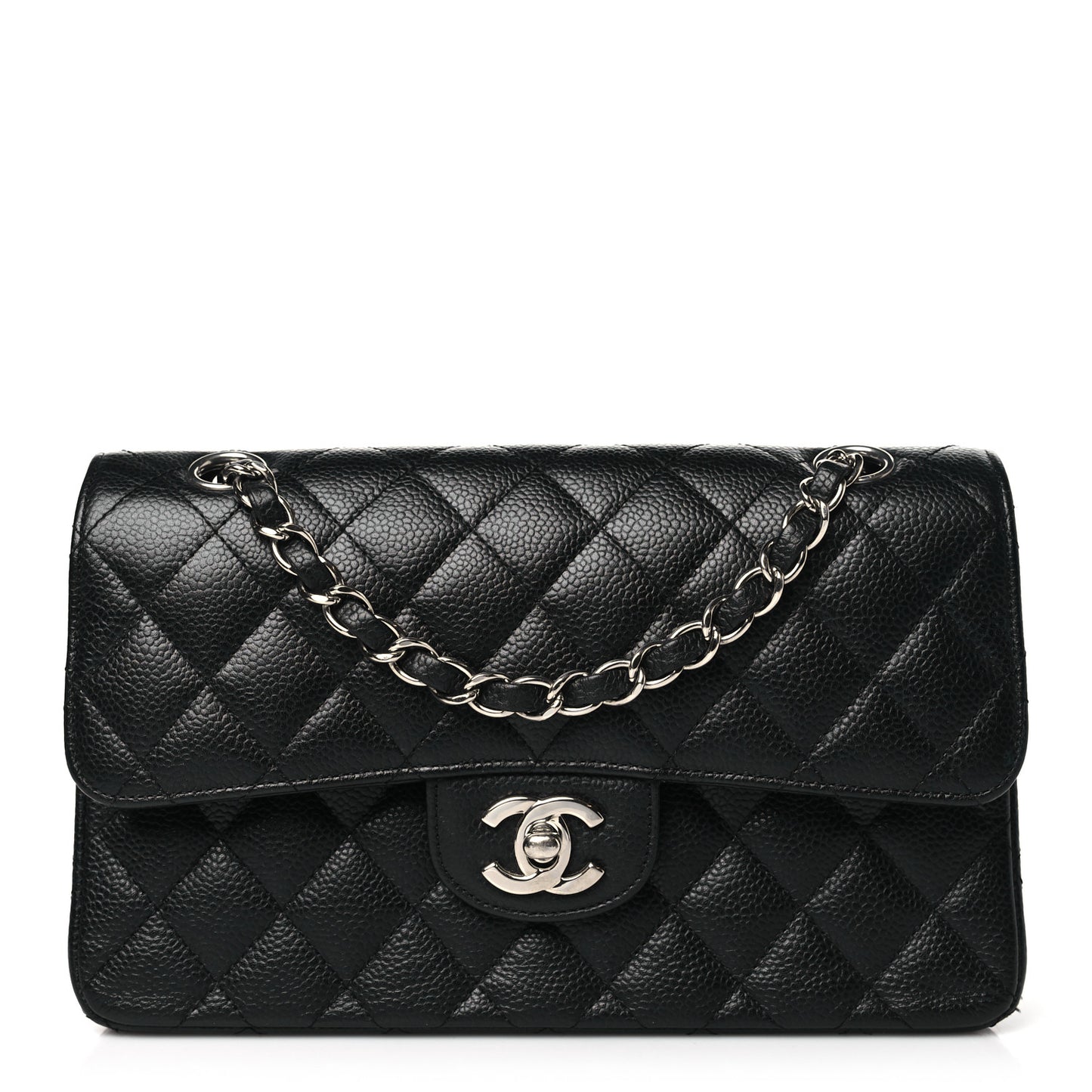 Caviar Quilted Small Double Flap Black