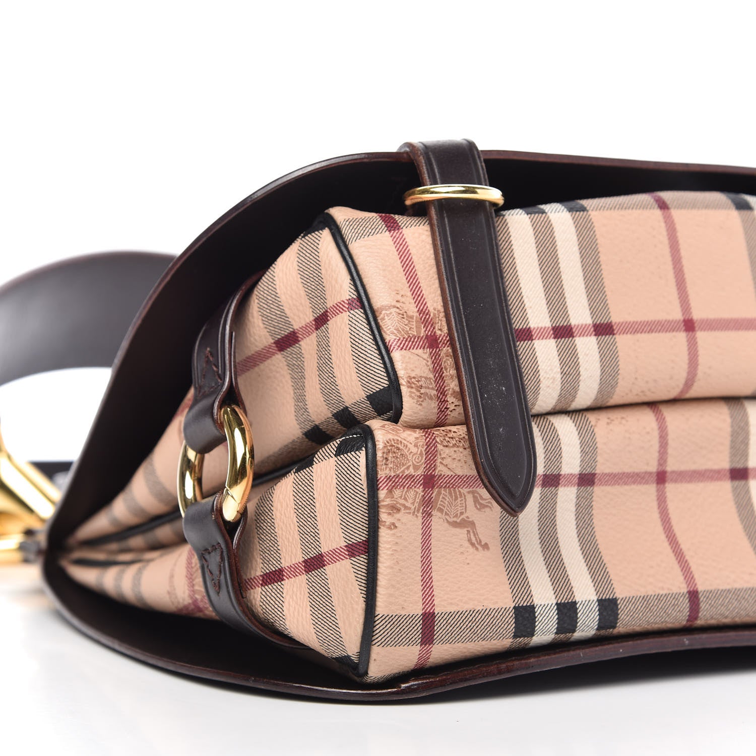Burberry Haymarket Check Large Bridle Saddle Bag Dark Clove Brown 6 of 10