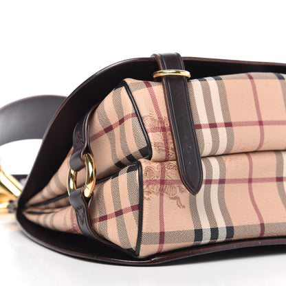 Burberry Haymarket Check Large Bridle Saddle Bag Dark Clove Brown 6 of 10