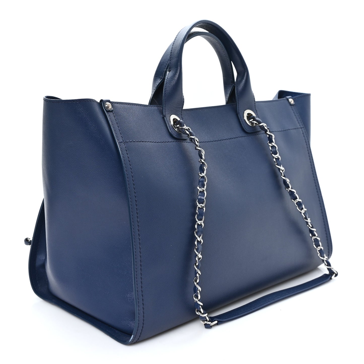Caviar Large Studded Deauville Tote Navy