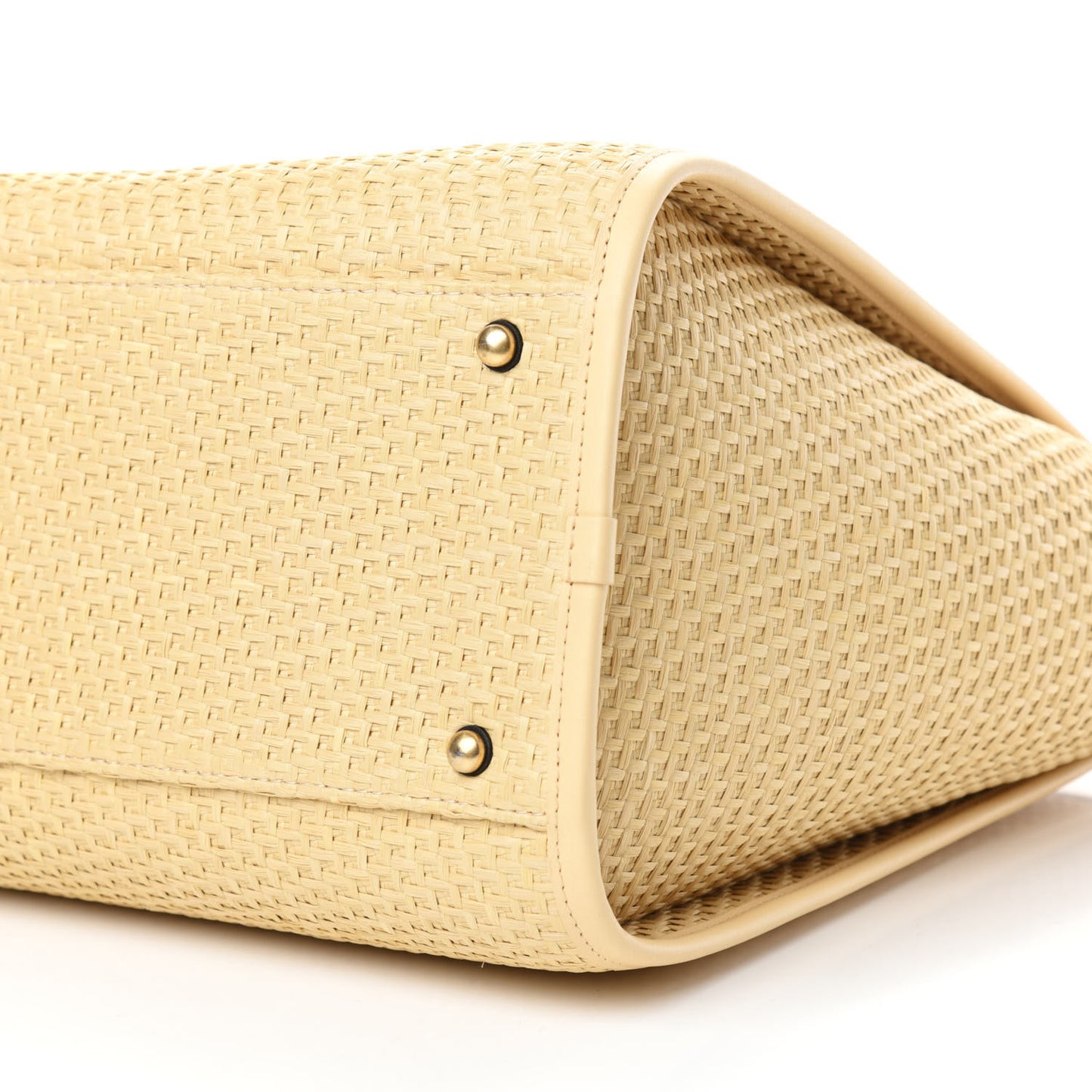 Straw Raffia Calfskin Chain Medium Deauville Tote Beige Black