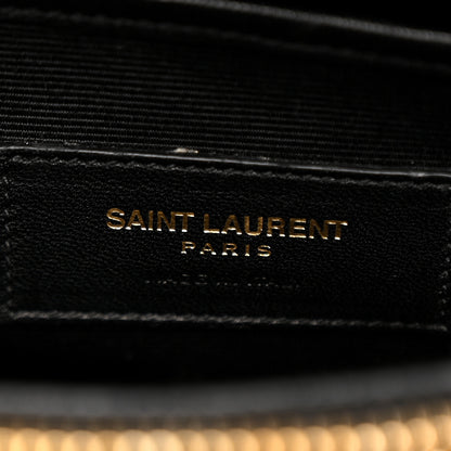 Saint Laurent Calfskin Crocodile Embossed Medium Moujik Top Handle Bag Black 8 of 16