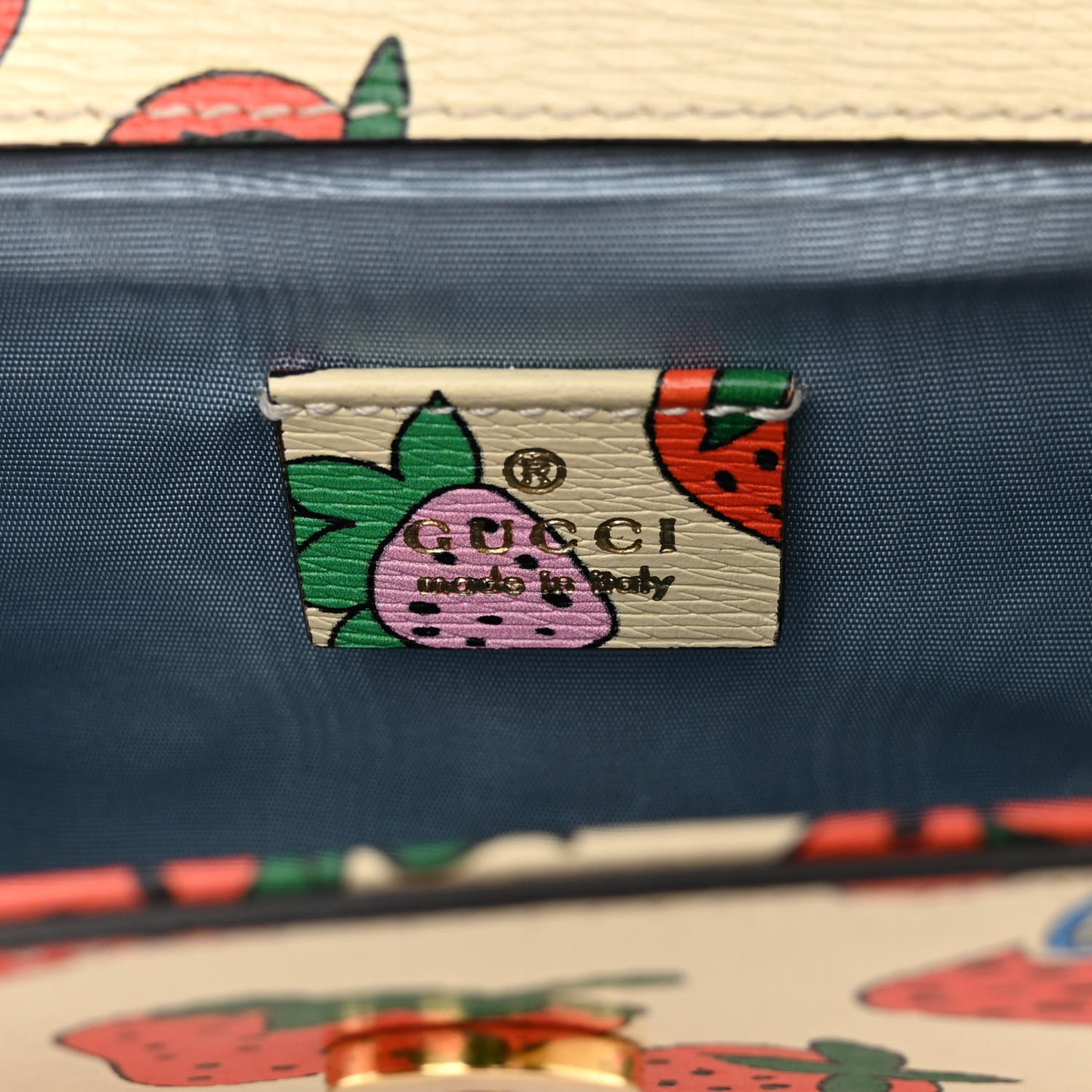 Calfskin Strawberry Print Mini Zumi Shoulder Bag Ivory Red