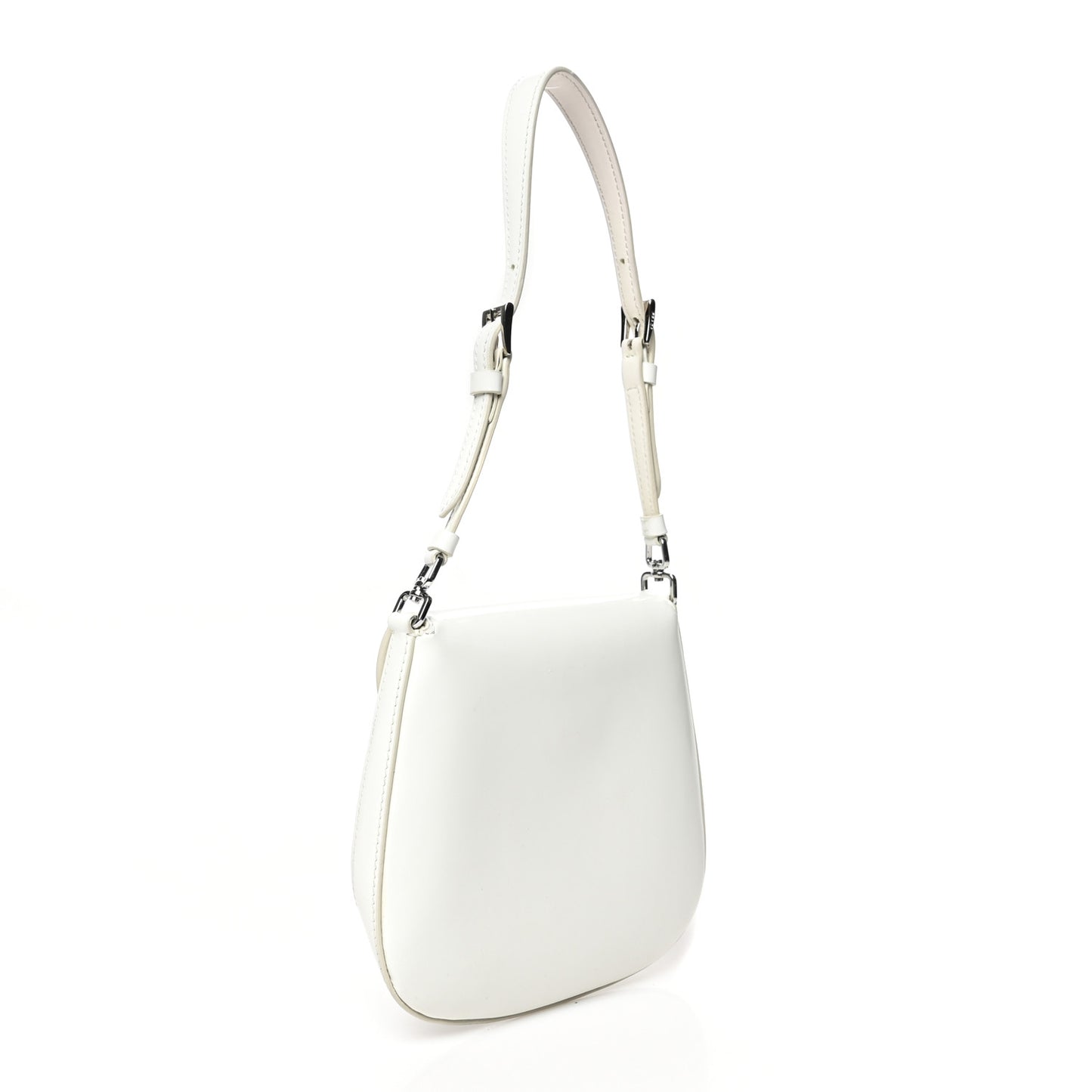 Spazzolato Mini Cleo Flap Adjustable Strap Shoulder Bag White