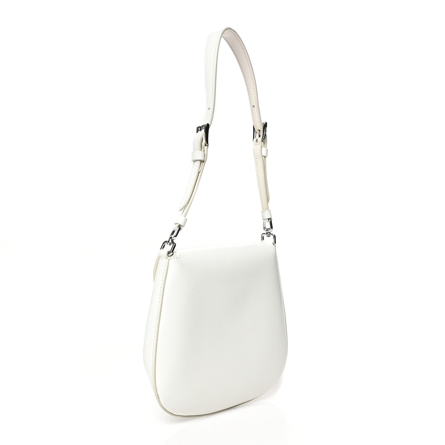 Prada Spazzolato Mini Cleo Flap Adjustable Strap Shoulder Bag White 3 of 11