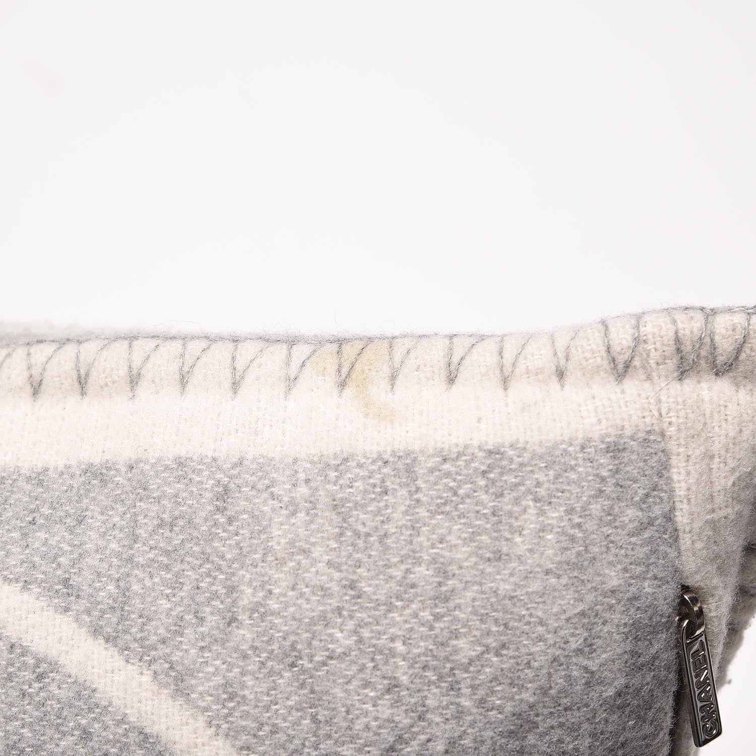 Chanel Merino Wool Cashmere CC Pillow Grey Off White 5 of 5