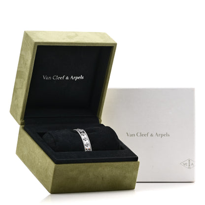 Van Cleef & Arpels 18K White Gold Diamond Perlee Clovers Bangle Bracelet XS 4 of 4