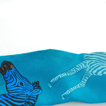 Hermes Silk Les Zebres Twilly Canard Noir Bleu Roy 6 of 8