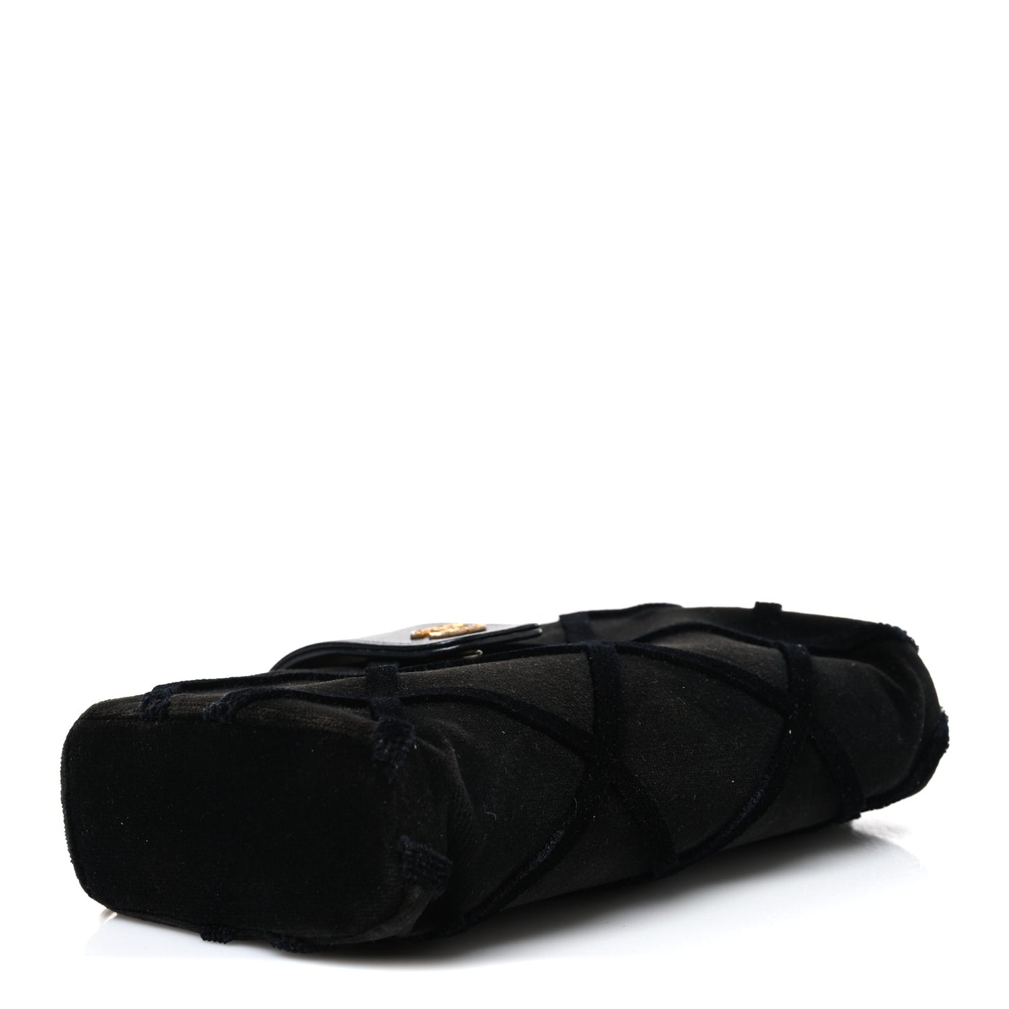 Velvet Quilted Small Clutch With Chain  Black