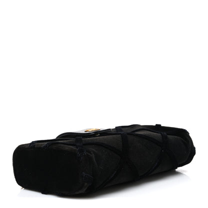 Chanel Velvet Quilted Small Clutch With Chain  Black 4 of 12