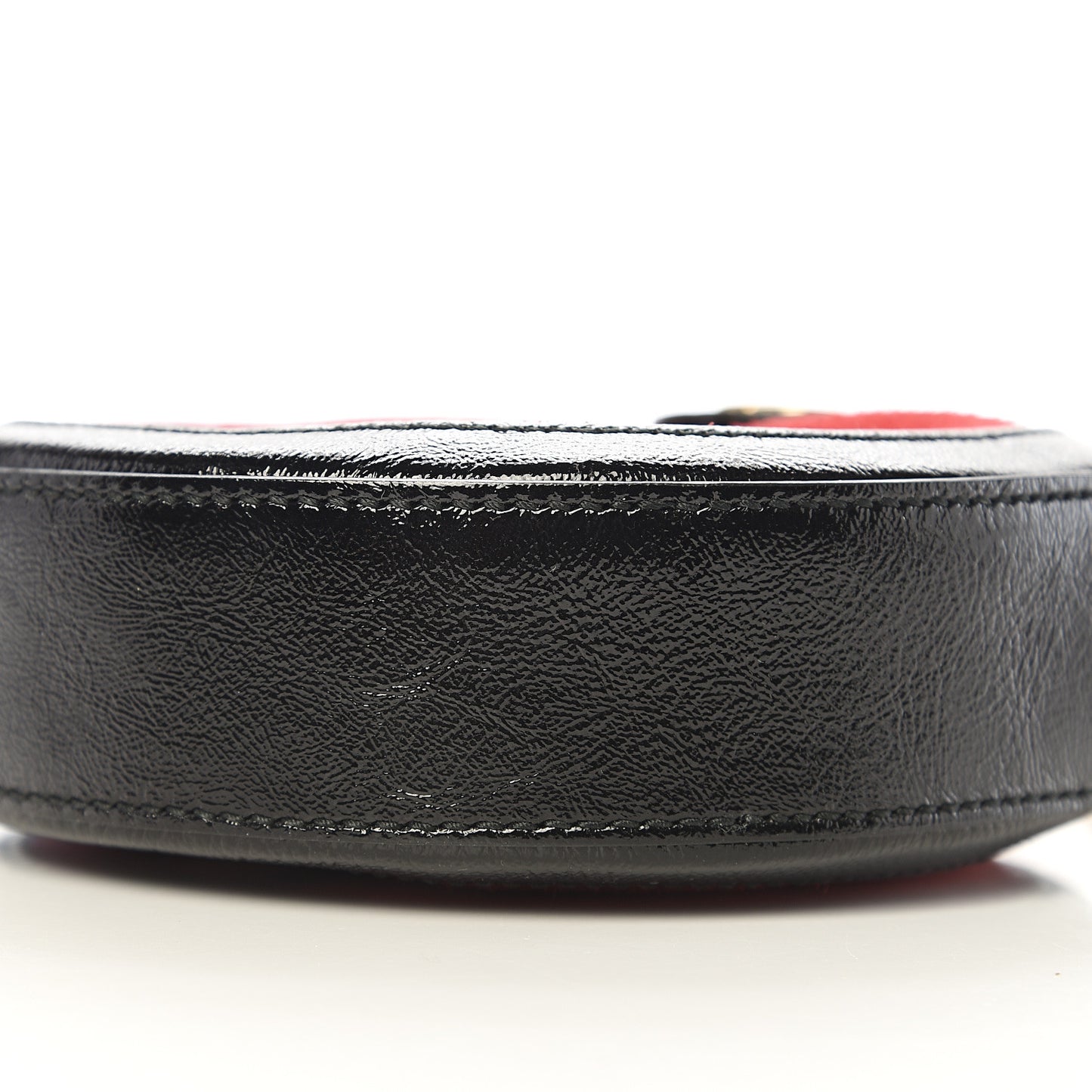 Suede Patent Web Mini Ophidia Round Shoulder Bag Hibiscus Red Black