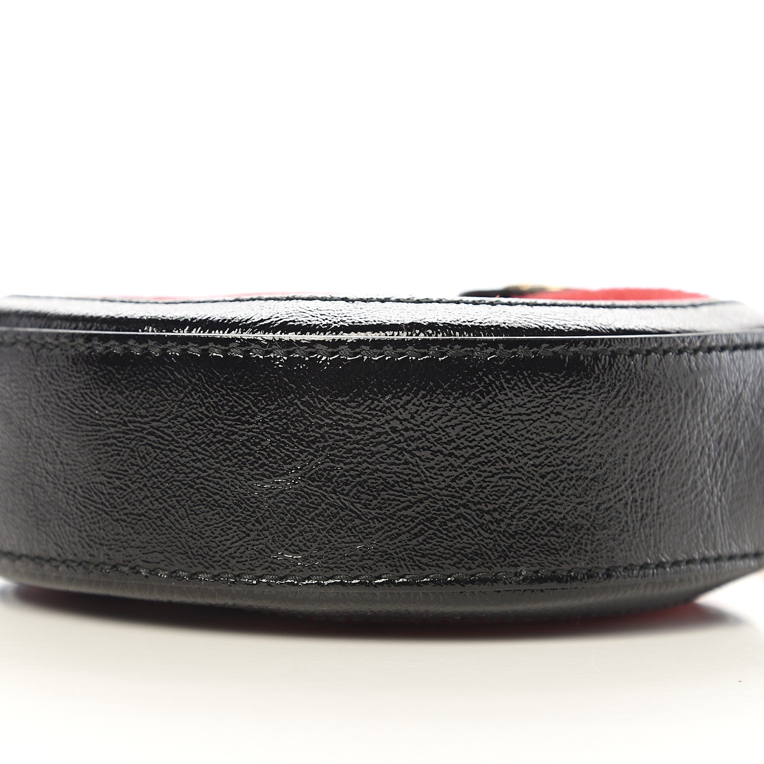 Gucci Suede Patent Web Mini Ophidia Round Shoulder Bag Hibiscus Red Black 8 of 9