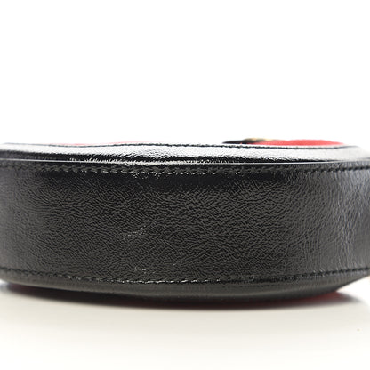 Gucci Suede Patent Web Mini Ophidia Round Shoulder Bag Hibiscus Red Black 8 of 9