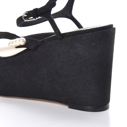 Chanel Suede Pearl Platform Sandal 36.5 Black 11 of 14