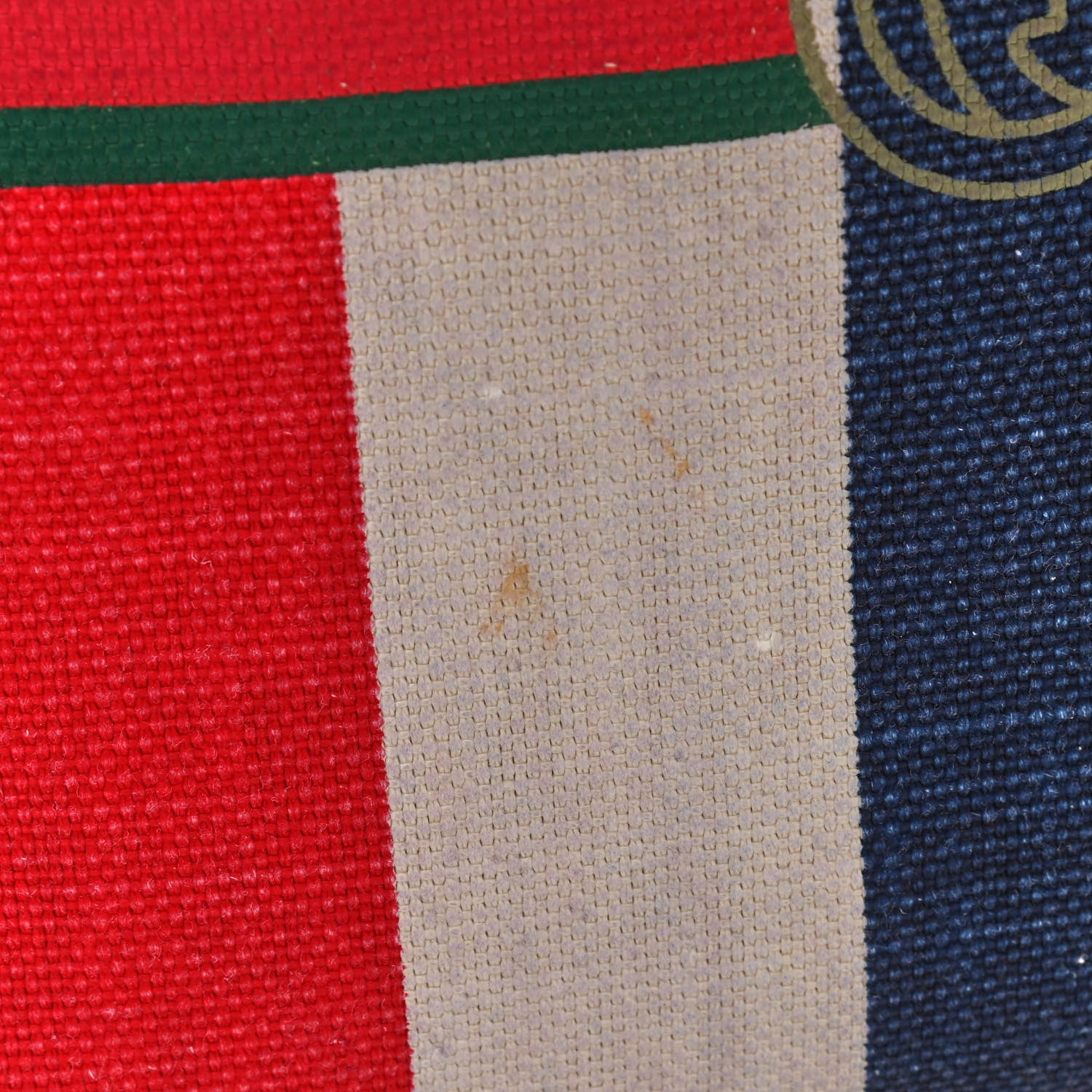 Gucci Canvas Calfskin Sylvie Stripe Logo Mens Tote Red White Blue 11 of 11