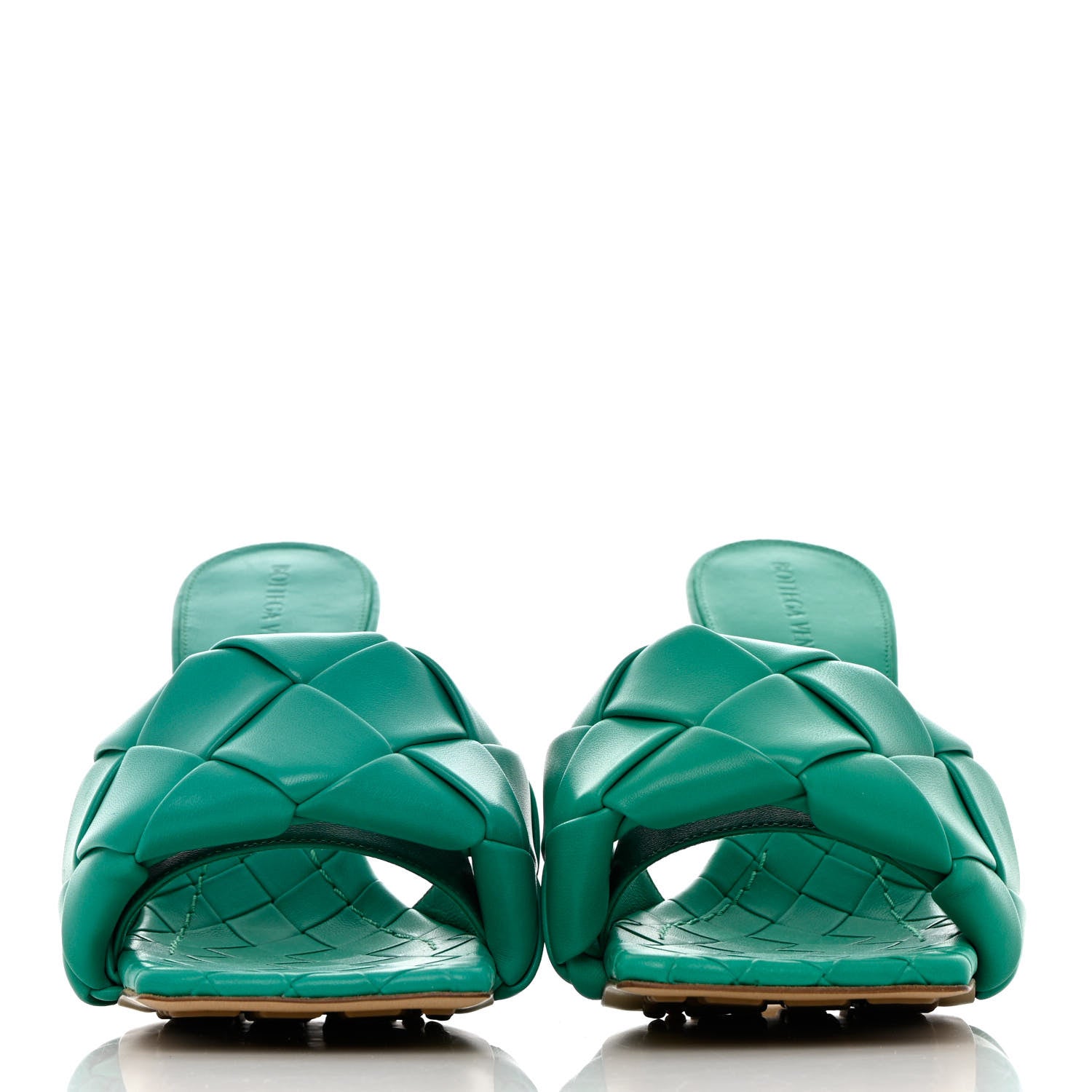 Bottega Veneta Nappa Maxi Intrecciato Lido 90mm Mule Sandals 38 Acid Turquoise 2 of 9