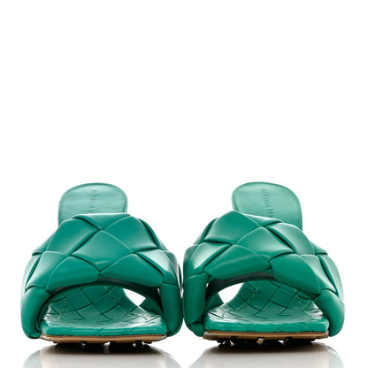 Bottega Veneta Nappa Maxi Intrecciato Lido 90mm Mule Sandals 38 Acid Turquoise 2 of 9