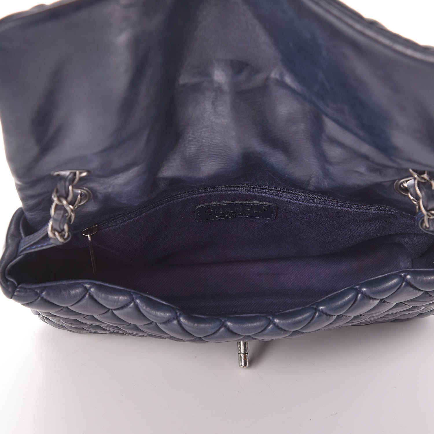Chanel Iridescent Calfskin New Bubble Large Flap Navy 7 of 13