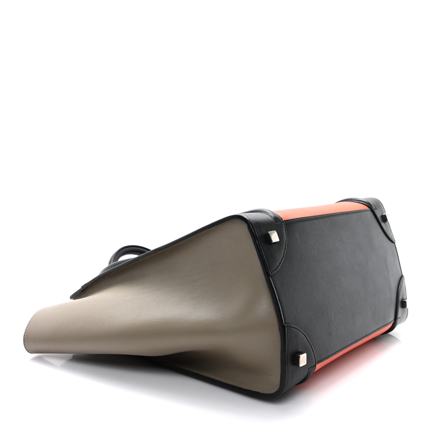 Celine Elephant Calfskin Mini Tri-Color Luggage Bright Orange 4 of 11