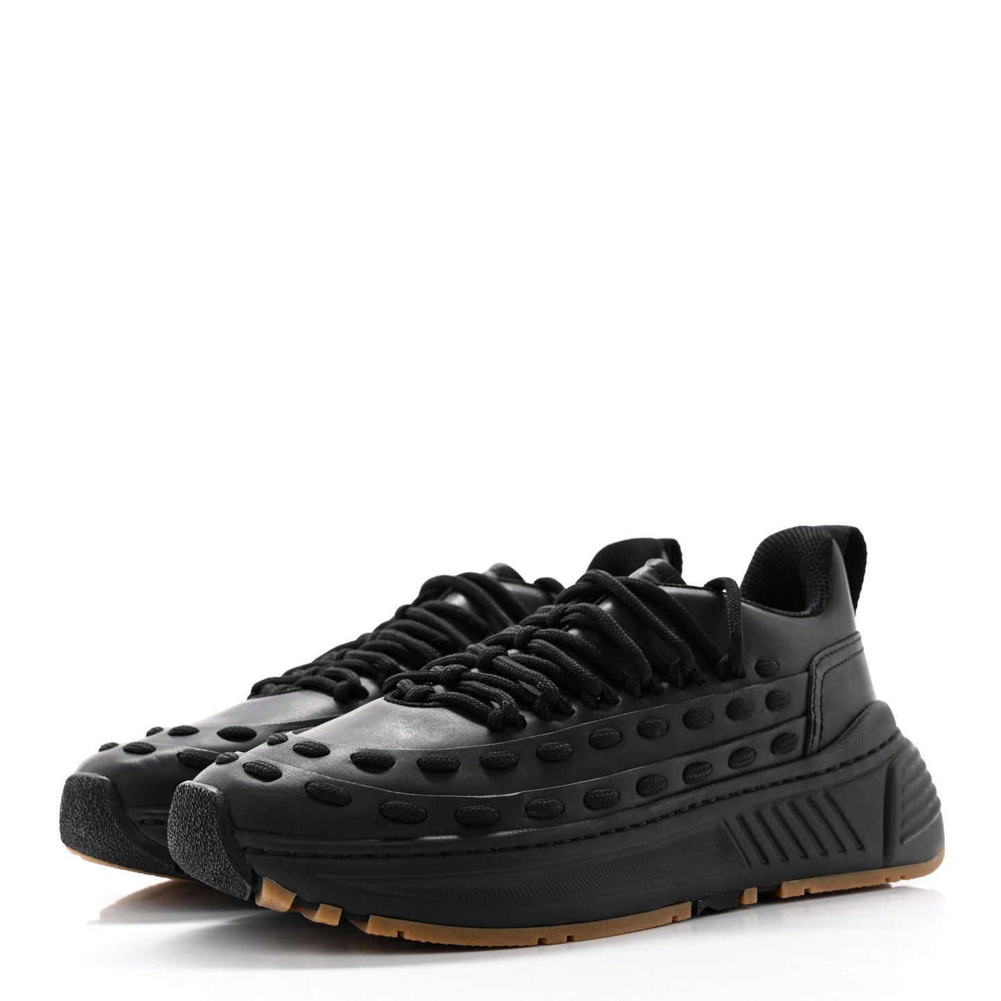 Calfskin Rubber Storm Larry Sneakers 40 Black