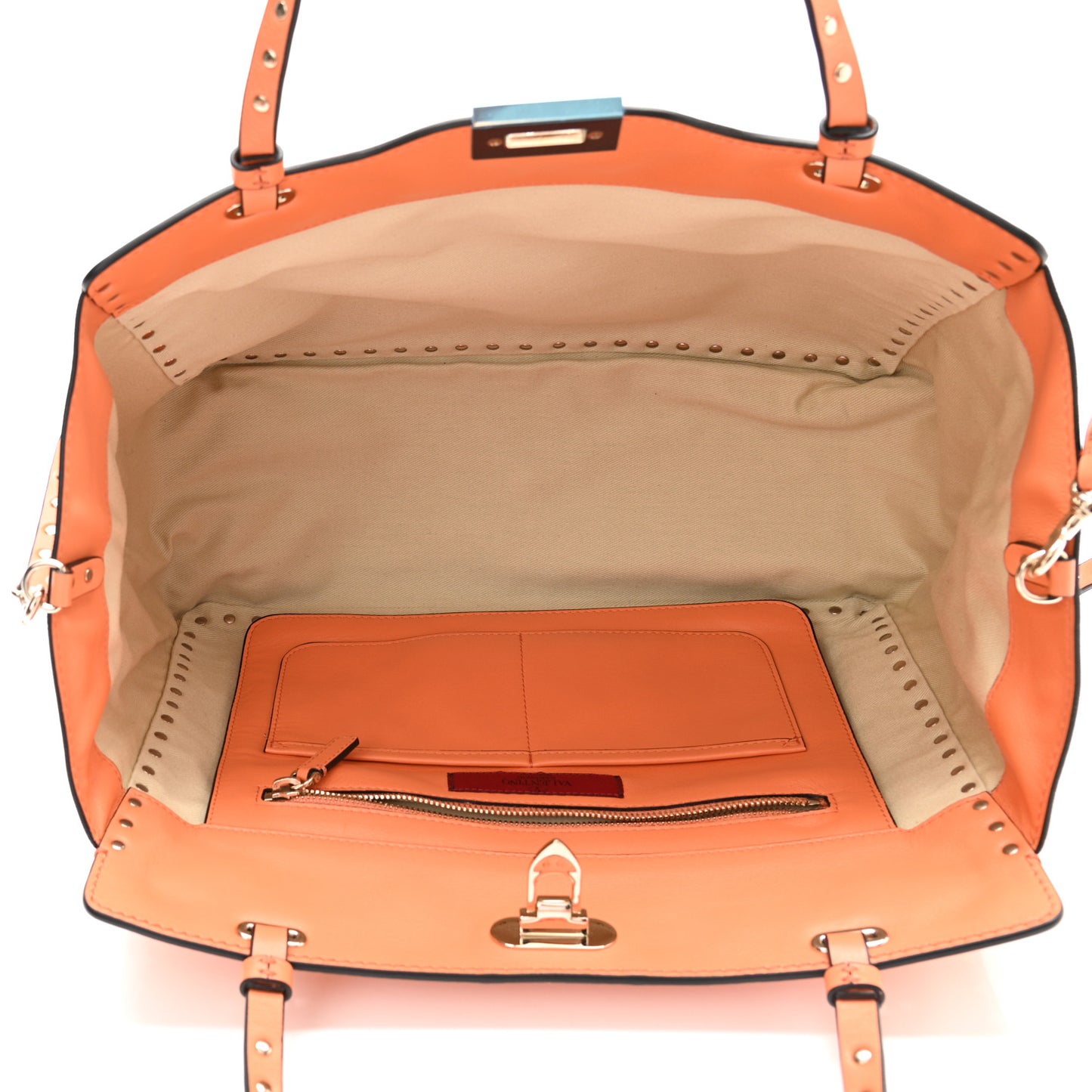 Vitello Medium Rockstud Tote Melon Sorbet