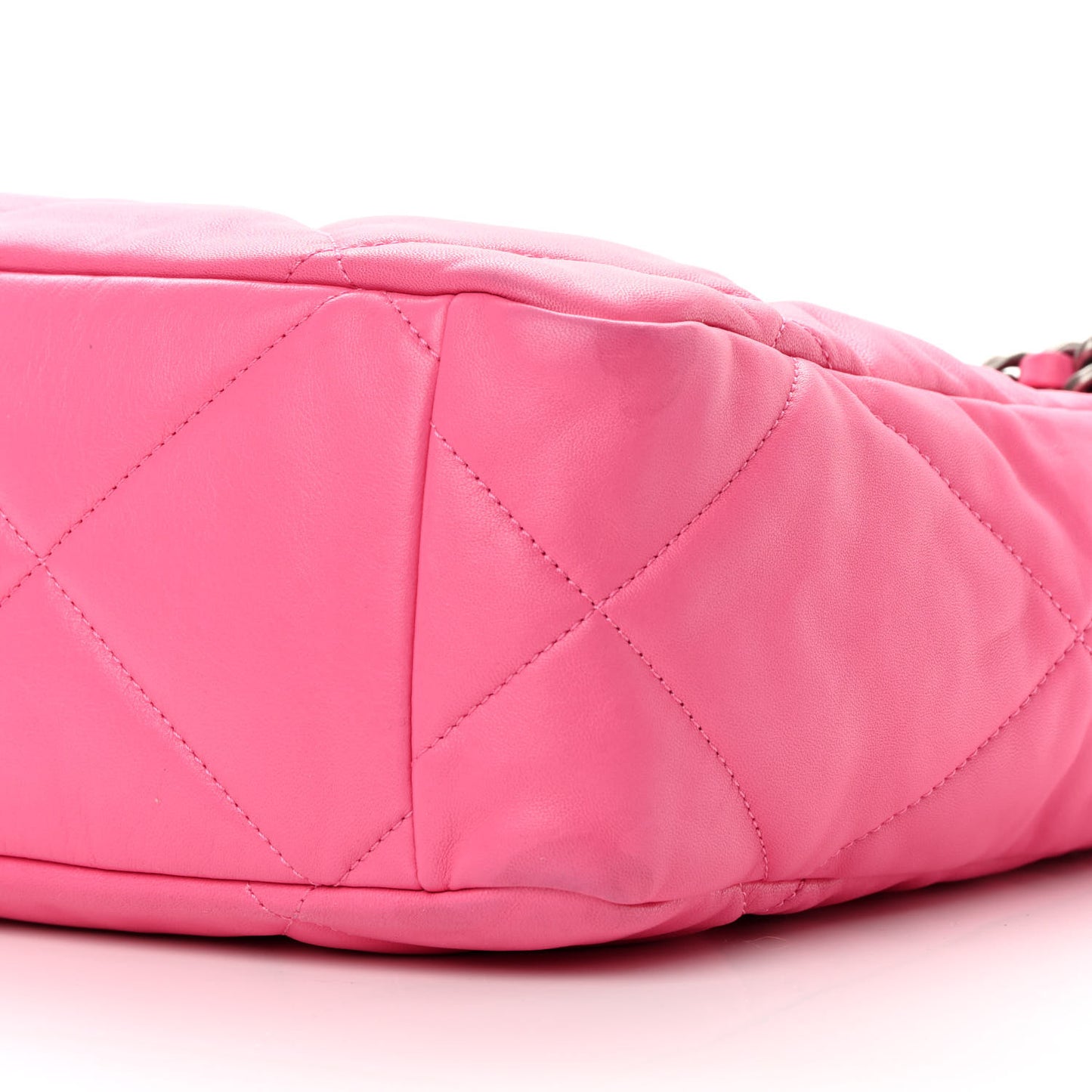 Lambskin Quilted Chanel 19 East West Shopping Bag Dark Pink