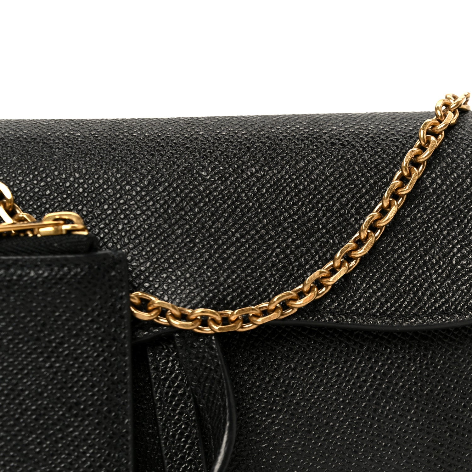 Christian Dior Grained Calfskin Saddle Chain Wallet Pouch Black 12 of 15