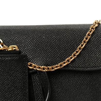 Christian Dior Grained Calfskin Saddle Chain Wallet Pouch Black 12 of 15
