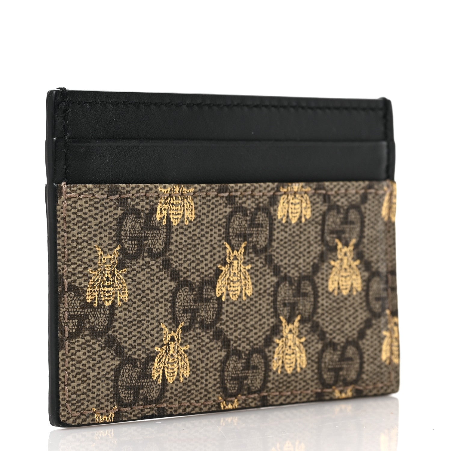 Gucci GG Supreme Monogram Bees Card Holder Black 3 of 6