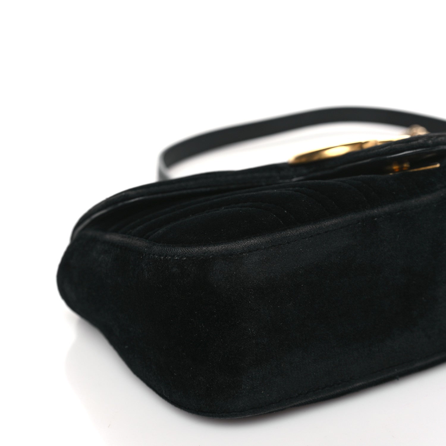 Gucci Velvet Matelasse Mini GG Marmont Shoulder Bag Black 8 of 9