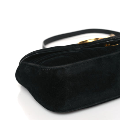 Gucci Velvet Matelasse Mini GG Marmont Shoulder Bag Black 8 of 9