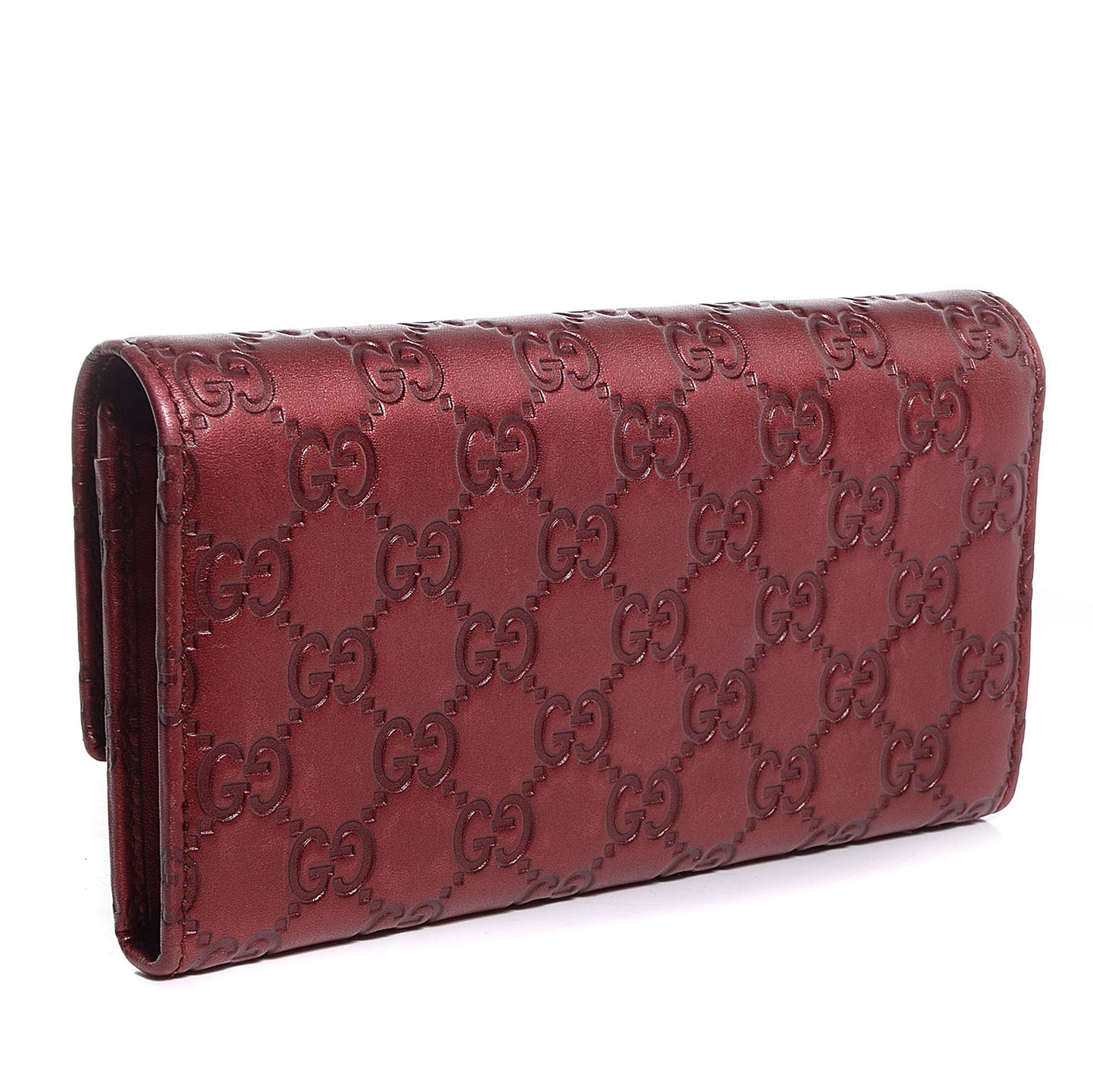 Metallic Guccissima Lovely Heart Continental Wallet Red