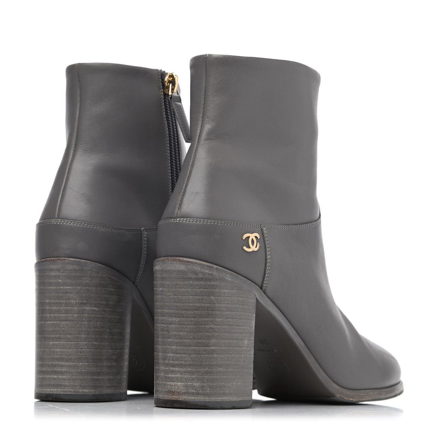 Calfskin CC Short Boots 38 Grey