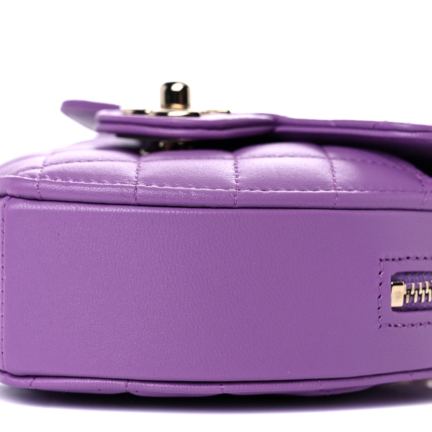 Lambskin Quilted CC In Love Heart Clutch With Chain Purple